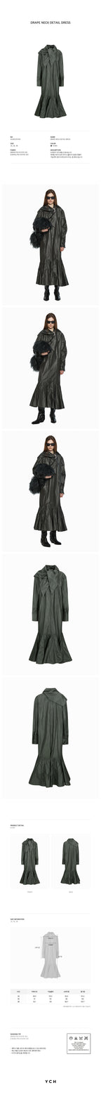 YCH DRAPE NECK DETAIL DRESS KHAKI (W24DJ7011KK)