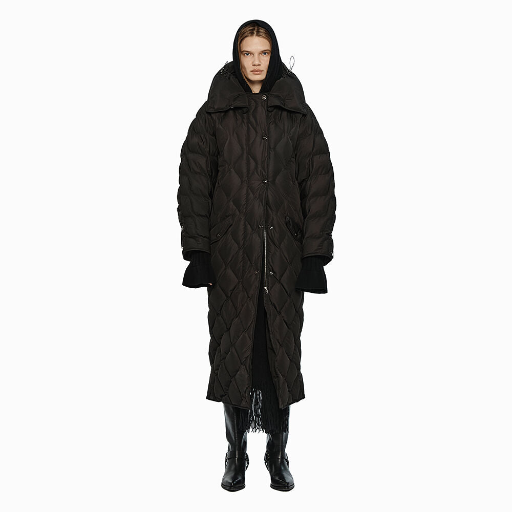 YCH QUILTED LONG PADDING BLACK (W24OT0091BK)