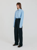 EENK ZANCY Oversized Shirt with Brooch - Sky Blue Stripe