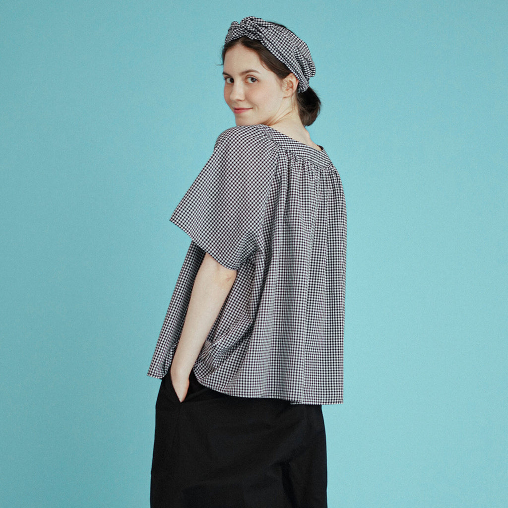 CHIQUITA 6th_Summer check rom blouse black 232304CBK (domestic production)