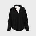 YCH SCARF-DETAILED SHIRT BLACK (W23BL304BK)