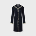 EENK Sailor Collar Long Knit Cardigan - Navy