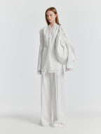 EENK YERI Side-slit Lace-trim Pants - White