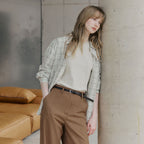 LEFTSEOUL Seersucker overfit check shirt [mint]