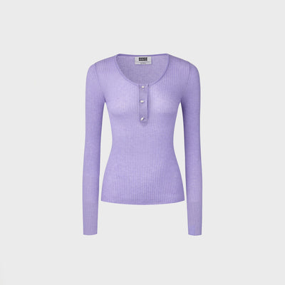 Round Neck Knit Top - Lavender