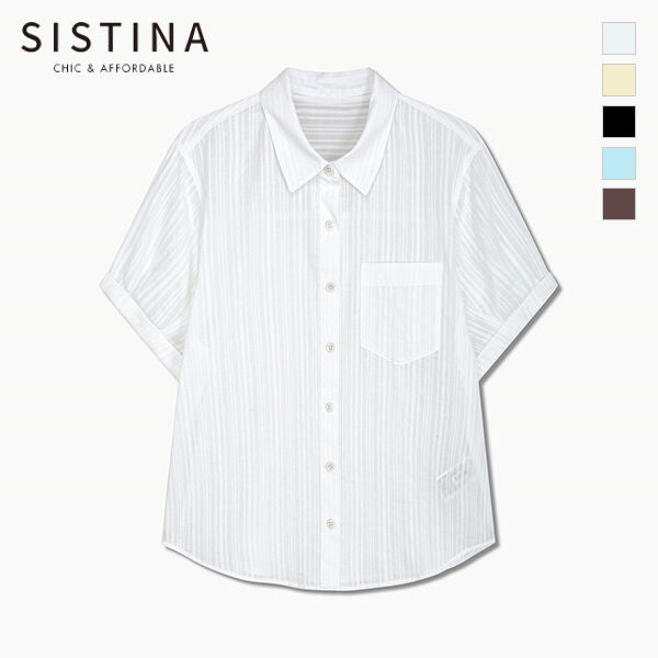 SISTINA Cotton striped pocket shirt_AWWSTQ21160