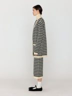 EENK EENK VINKLING Gingham Check Knit Midi Cardigan - Black/Ivory