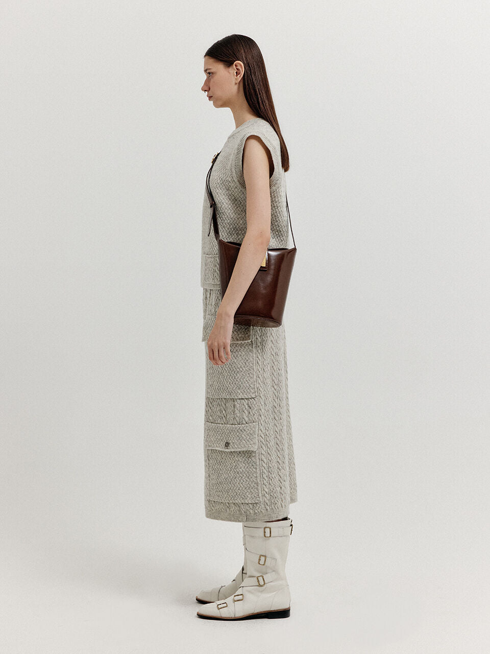 EENK EENK XET One-Pocket Knit Vest - Light Grey