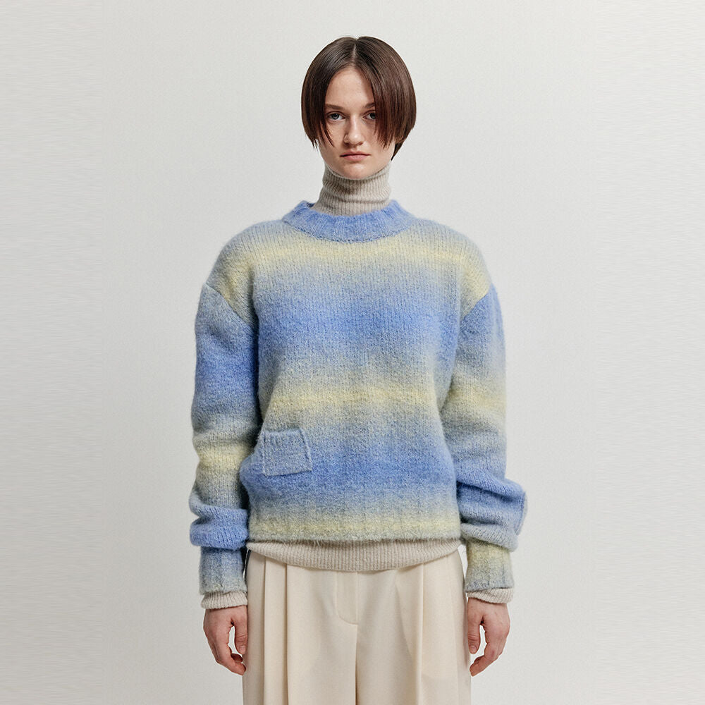 EENK EENK XARA Gradation Striped Knit Pullover - Yellow/Purple
