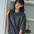 CPGN Dino Stitch embroidery pigment short sleeve t-shirt smoke black