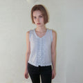 ETMON Double Frill Sleeveless Blouse, Blue Grey