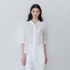 Le' Studio TIE RIBBON SHORT-SLEEVED BLOUSE (IV)
