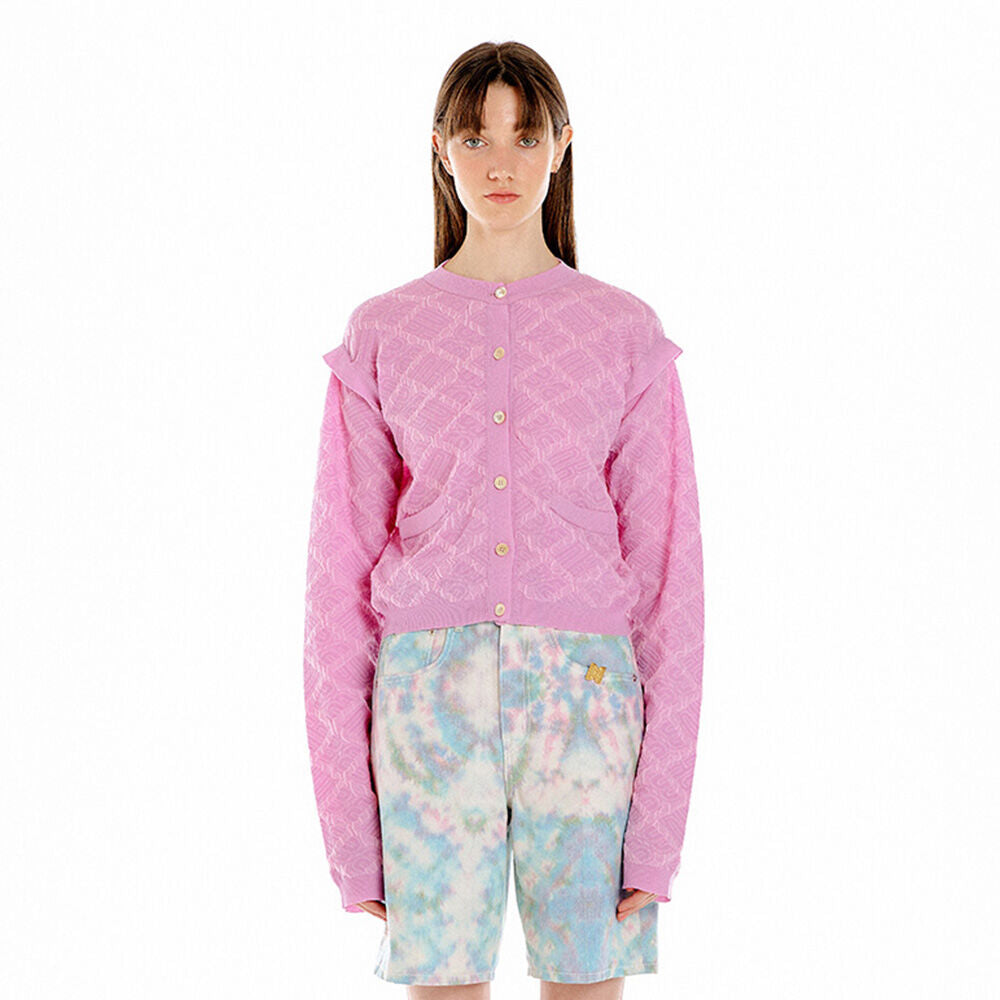 EENK EENK UKEE Logo Jacquard Knit Cardigan - Light Pink