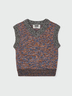 EENK ZIKKI V-neck Knit Vest - Orange/Blue Multi