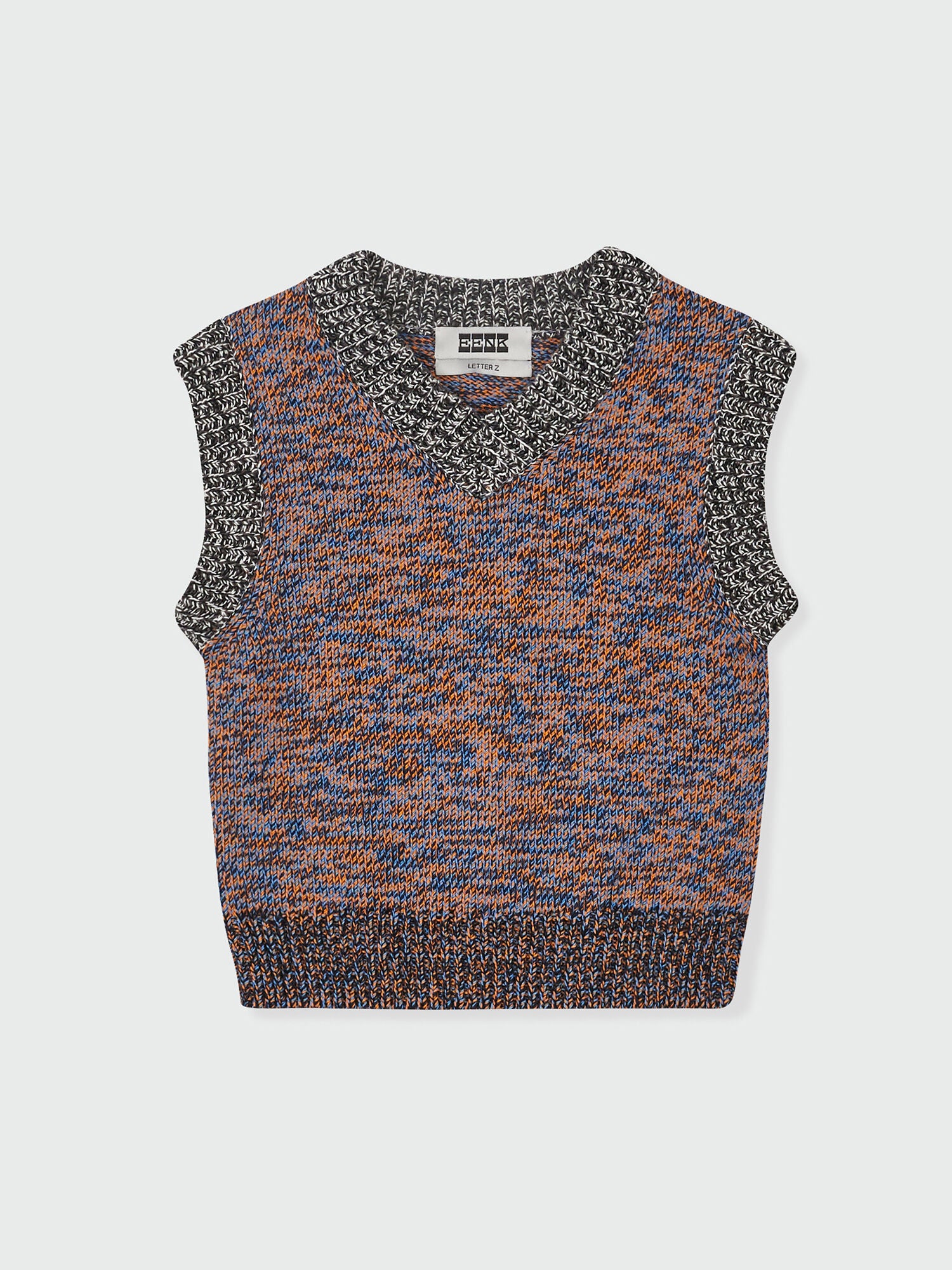 EENK ZIKKI V-neck Knit Vest - Orange/Blue Multi