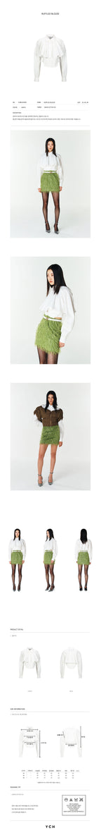 YCH RUFFLED BLOUSE WHITE (F23BL302WH)