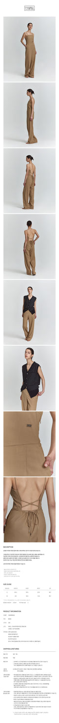 LHAS LHAS Jumpsuit Open Back Beige
