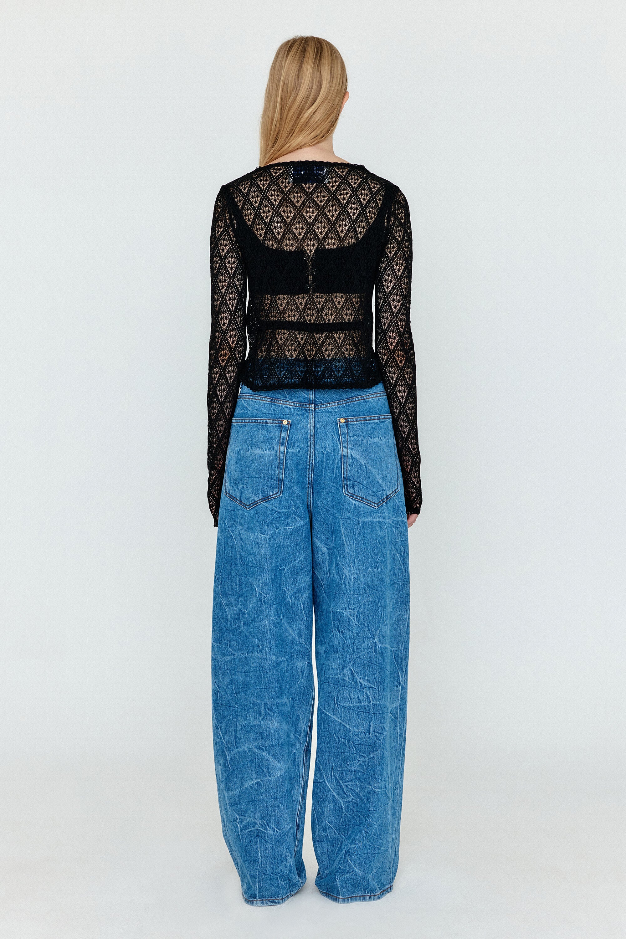 EENK EENK WJEAN Folded Front Wide Denim Pants