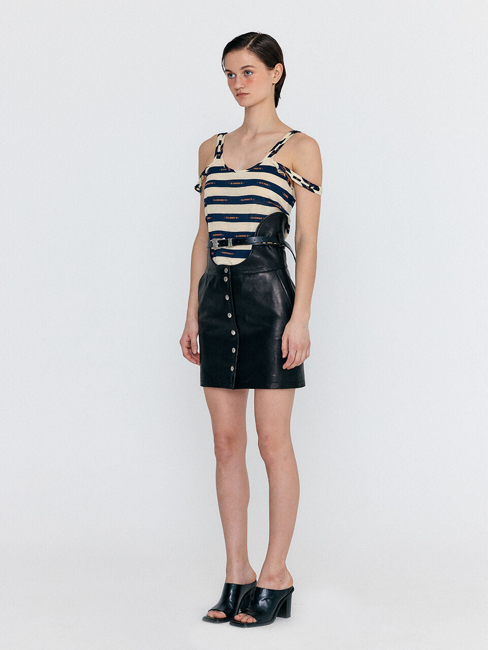 EENK EENK Corset High-Rise Leather Mini Skirt