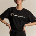 CHAMPION Big Script Logo Cotton Short Sleeve T-Shirt Black