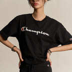 CHAMPION Big Script Logo Cotton Short Sleeve T-Shirt Black