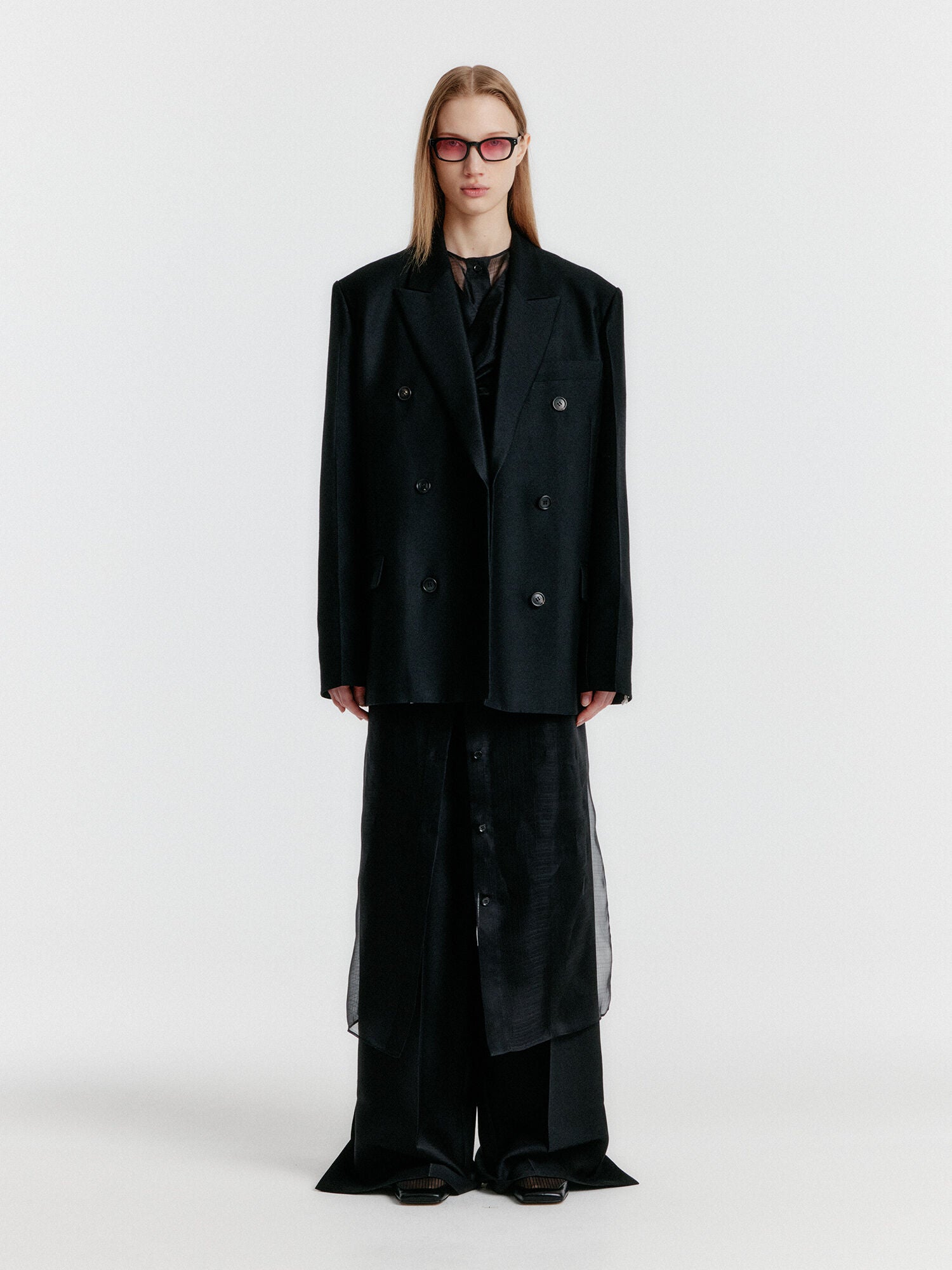 EENK YENNY Oversized Double-breasted Jacket - Black