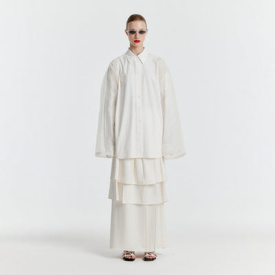 YET Triple Layered Long Skirt - Ivory