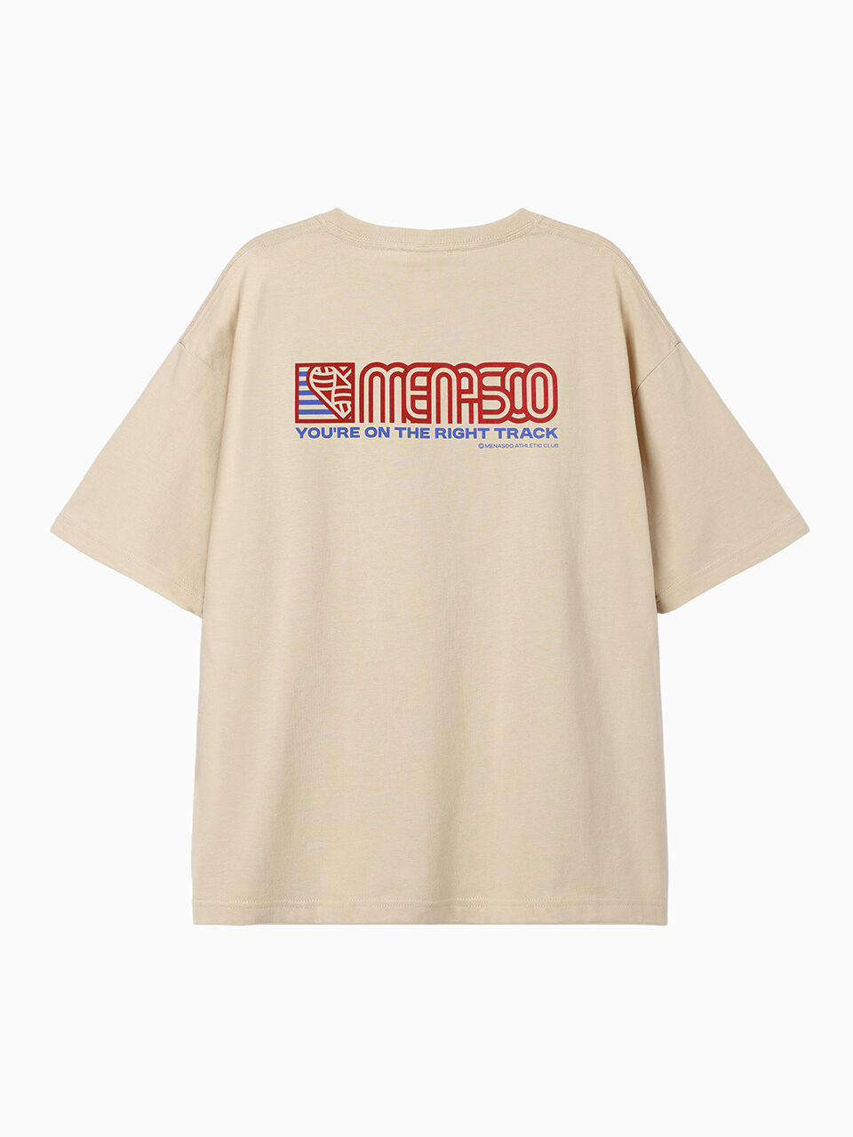 MENASOO Squared Hearttrack Graphic T Shirt_Oatmeal