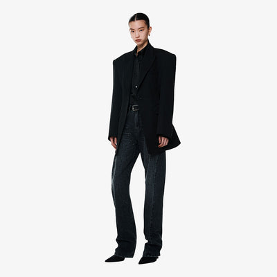 CRYSTAL-EMBELLISHED STRAIGHT-LEG JEANS BLACK (F24DB7101BK)