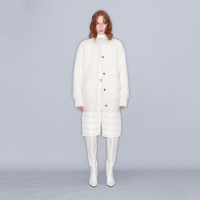 TRIMMED MOHAIR-BLEND JACKET CREAM (W23KT811CR)
