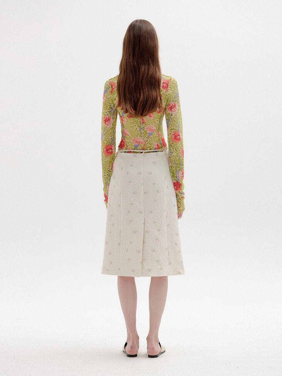 EENK SOL Floral-Print Mockneck Top - Green Multi