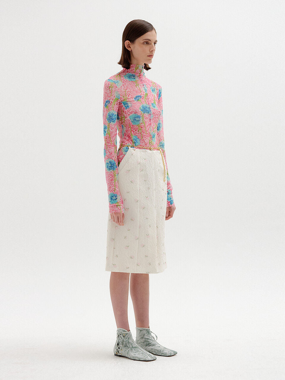 EENK EENK Floral-Print Mockneck Top - Pink Multi