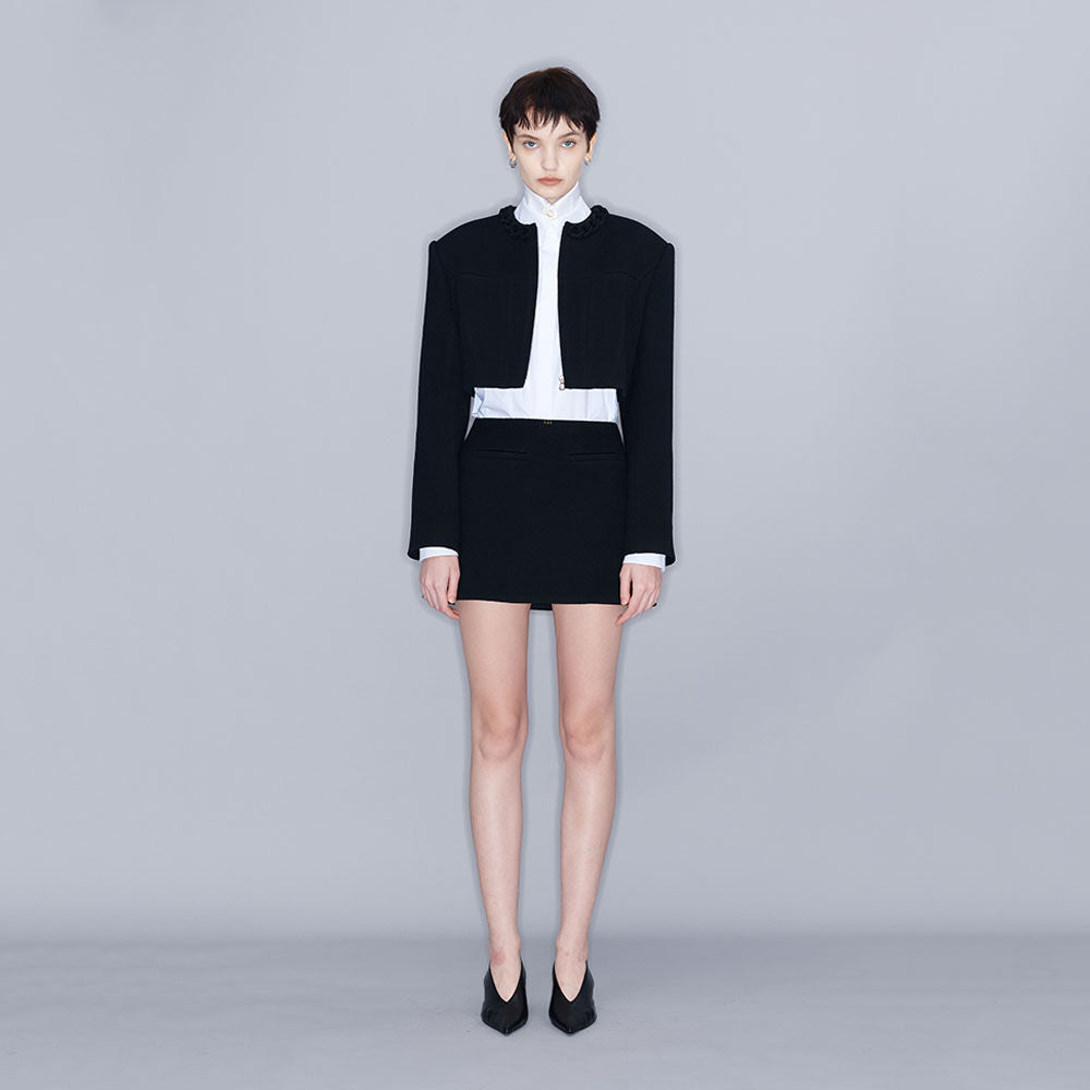 YCH WOOL-BLEND MINI SKIRT DARK NAVY (W23SK505DN)