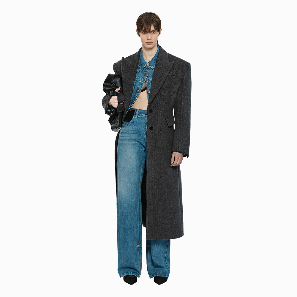 YCH SINGLE-BREASTED WOOL COAT GREY (W24CT1022GY)