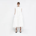 YCH VEILED NECK MAXI DRESS WHITE (R25DJ7061WH)