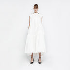 YCH VEILED NECK MAXI DRESS WHITE (R25DJ7061WH)