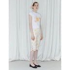 SINOON Flower Cap Sleeve T-Shirt (Yellow)