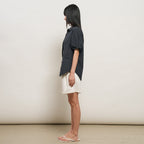 GENERAL IDEA WOMAN loose fit folded sleeve cotton shirt [DARK NAVY] / GF2LSH520