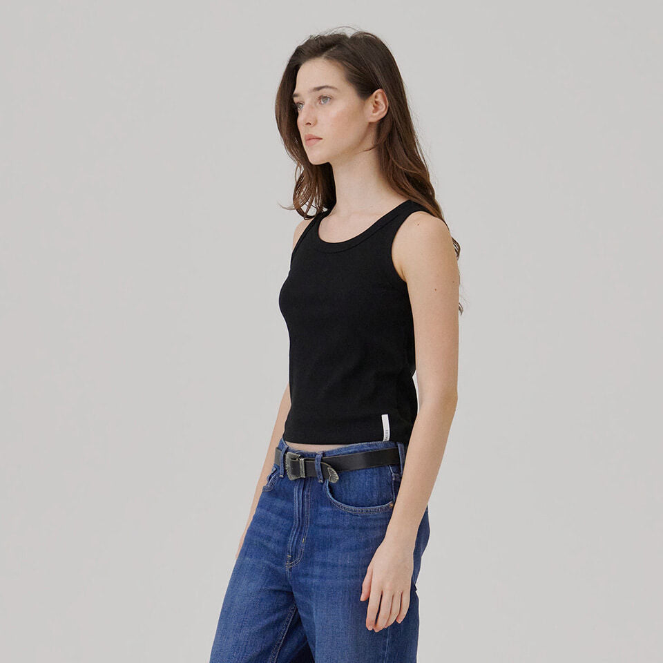 WAVE UNION Binding Rib Sleeveless top Black