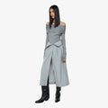 YCH HIGH-WAIST CORSET-STYLE SKIRT GREY (F24SK5081GY)