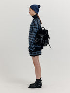 EENK EENK XIAMOND Houndstooth Check Knit Skirt - Blue/Black