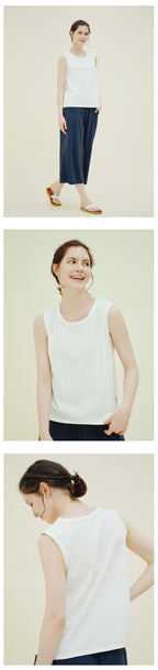 CHIQUITA 5th_Summer Cotton Basic Sleeveless T Eye 242606SIV (domestic production)
