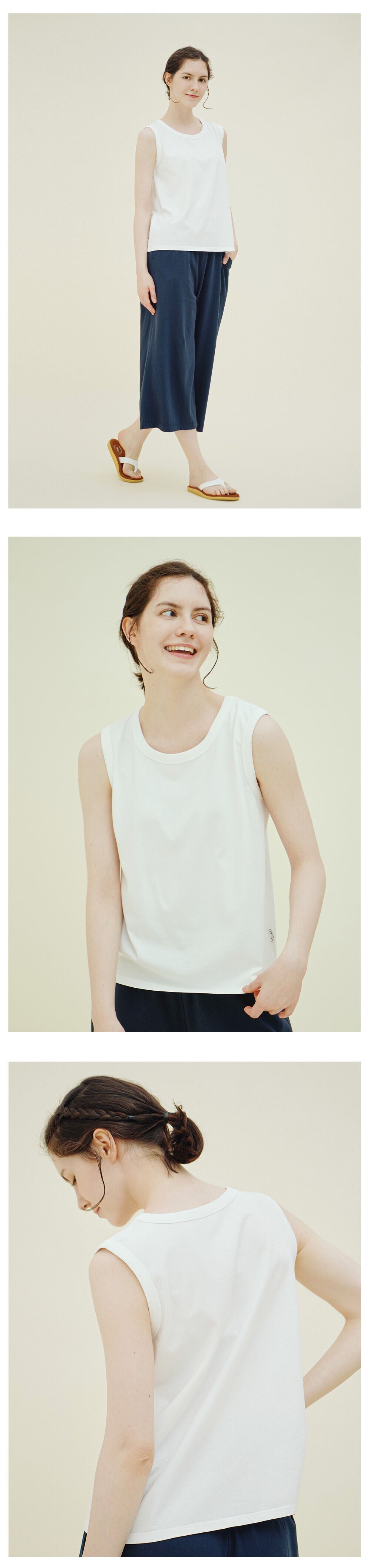 CHIQUITA 5th_Summer Cotton Basic Sleeveless T Eye 242606SIV (domestic production)