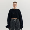 EENK XRI Fisherman Knit Crop Pullover - Black