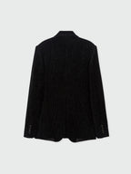 EENK ZAKIT Single-Breasted Blazer with Brooch - Black Velvet