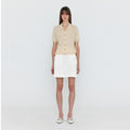 EENK WENDEL Double-Belted Pleated Mini Skirt - Ivory