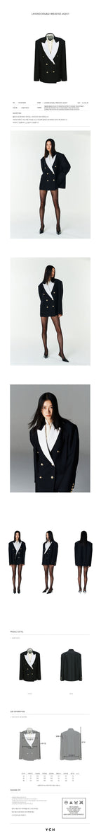 YCH LAYERED DOUBLE-BREASTED JACKET DARK NAVY (F23JK105DN)
