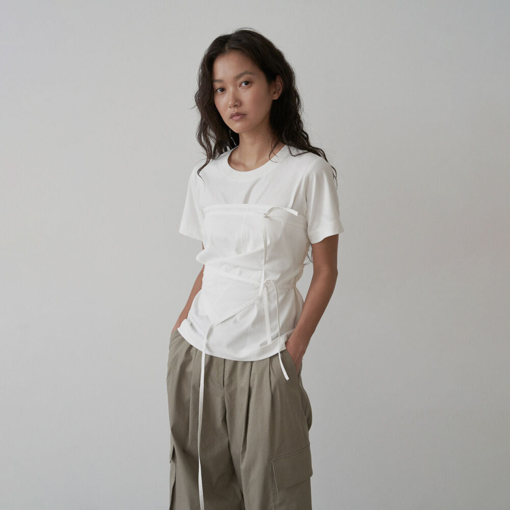 COURBUI [5th] Apron bustier (white) bustier top layered