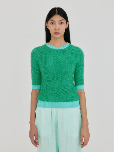 ZIGGIE Short Sleeve Knit Top - Green