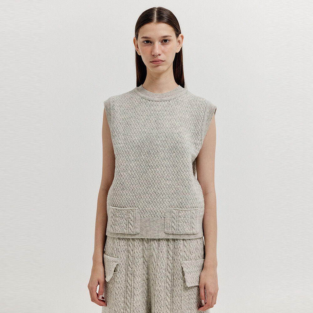 EENK EENK XET One-Pocket Knit Vest - Light Grey